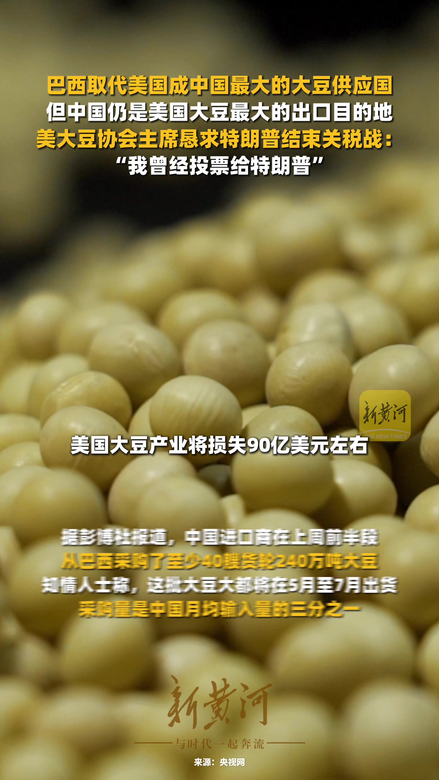 巴西取代美国成中国最大的大豆供应国，美大豆协会主席恳求特朗普结束关税战：“我曾经投票给特朗普”-新黄河APP